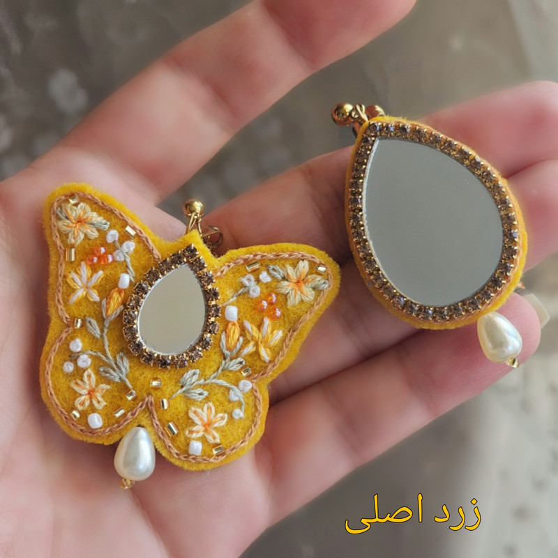 گوشواره دست دوز زنانه مدل پروانه خیال