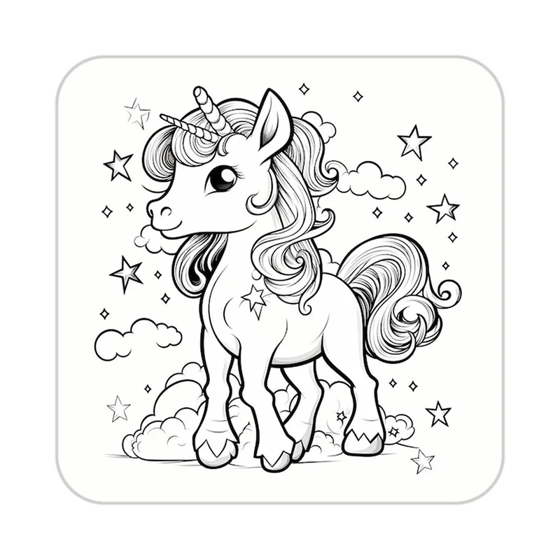 زیر لیوانی کاکتی طرح اسب تک شاخ و یونیکورن مدل mp32547