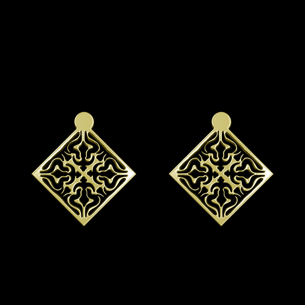 گوشواره طلا 18 عیار زنانه مدوپد مدل اسلیمی کد GA1-10403