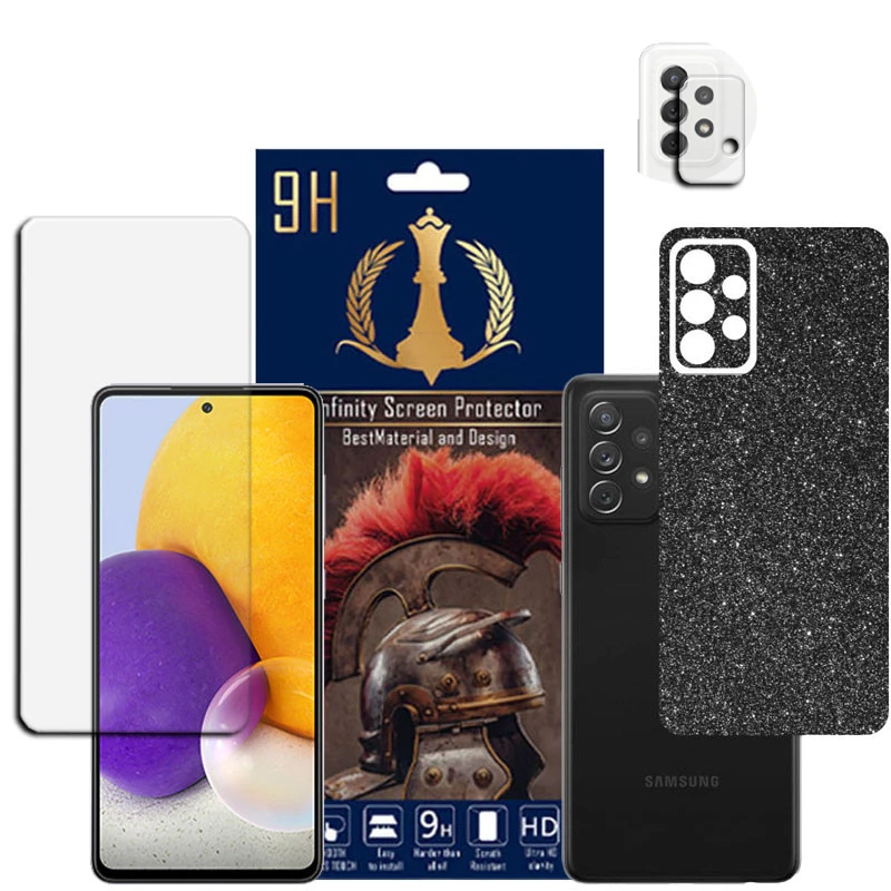  برچسب پوششی اینفینیتی مدل PRO MAX مناسب برای گوشی موبایل سامسونگ GALAXY A72 به همراه محافظ صفحه نمایش و محافظ لنز دوربین