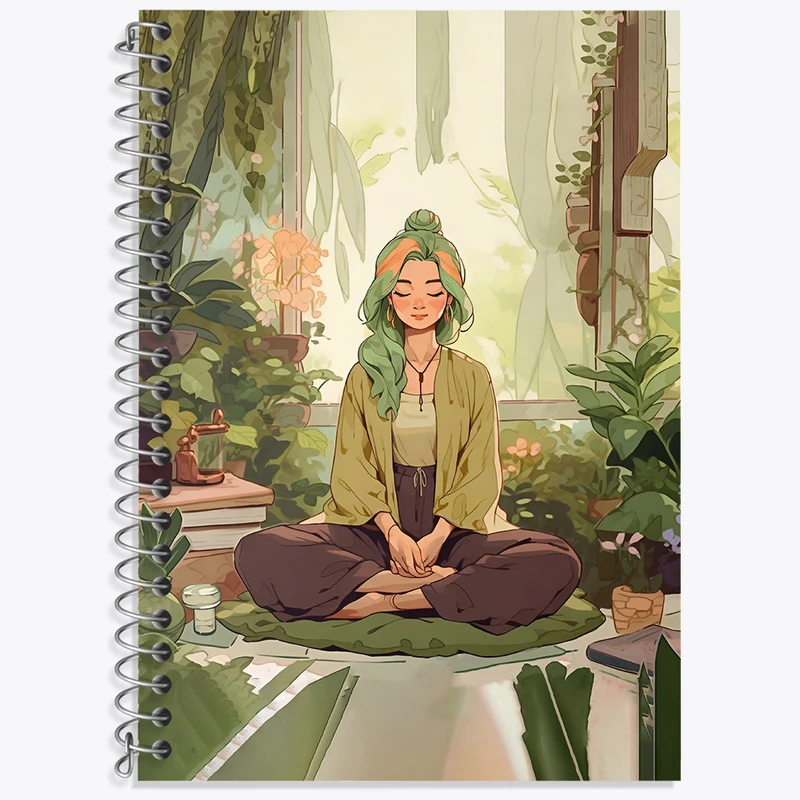 دفتر زبان 50 برگ خندالو مدل دو خط طرح مدیتیشن (Meditation) کد N2995