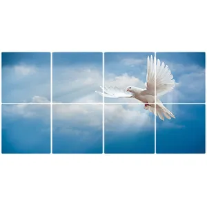 تایل سقفی آسمان مجازی طرح پرنده و طلوع خورشید کد ST 7114-8 سایز 60x60 سانتی متر مجموعه 8عددی