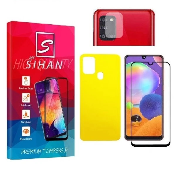 محافظ صفحه نمایش مای سیحان مدل FUL مناسب برای گوشی موبایل سامسونگ Galaxy A21S به همراه محافظ پشت گوشی و محافظ لنز دوربین