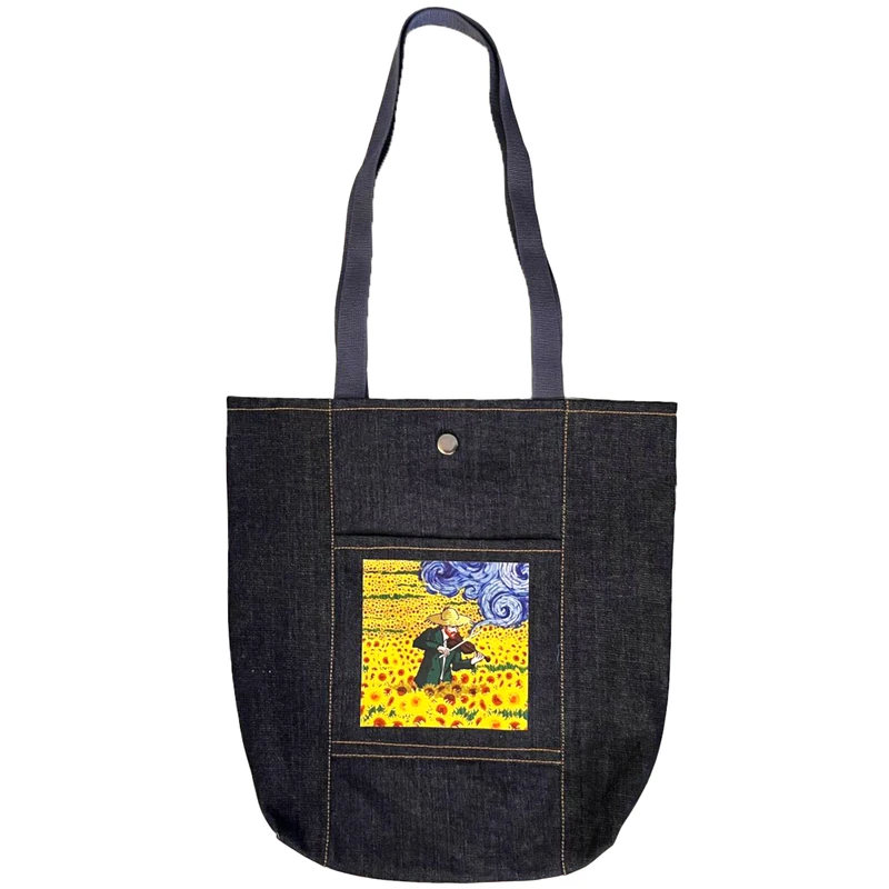 ساک دستی مدل مزرعه آفتابگردان و ویولن نوازی ونگوگ