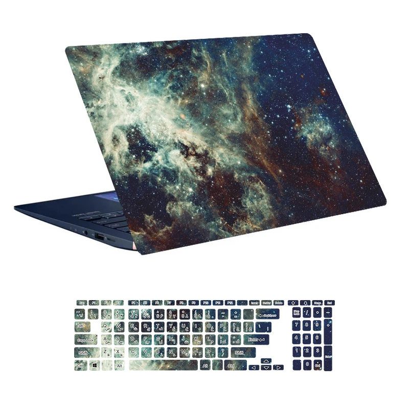 استیکر لپ تاپ توییجین و موییجین طرح Space کد 145 مناسب برای لپ تاپ 15.6 اینچ به همراه برچسب حروف فارسی کیبورد 