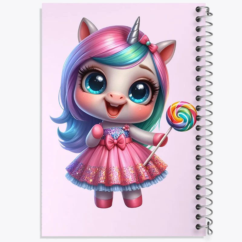 دفتر شطرنجی 50 برگ خندالو طرح اسب تک شاخ کیوت کد F7685