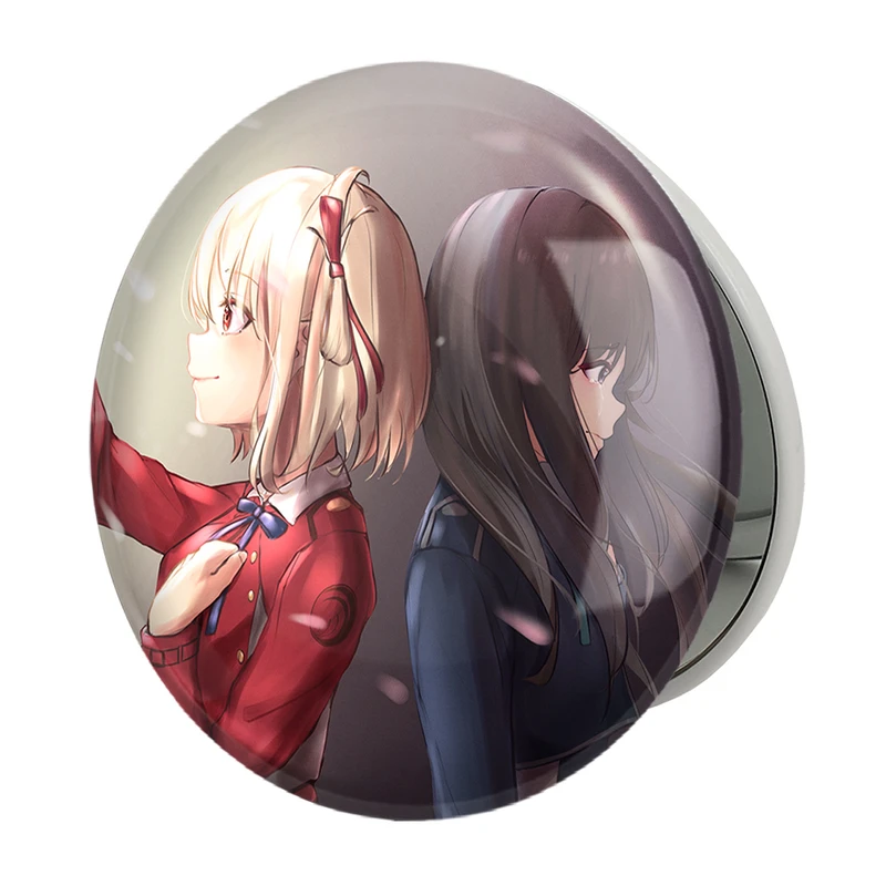 آینه جیبی خندالو طرح تاکینا و چیساتو انیمه لیکوریس ریکویل Lycoris Recoil مدل تاشو کد 23013 