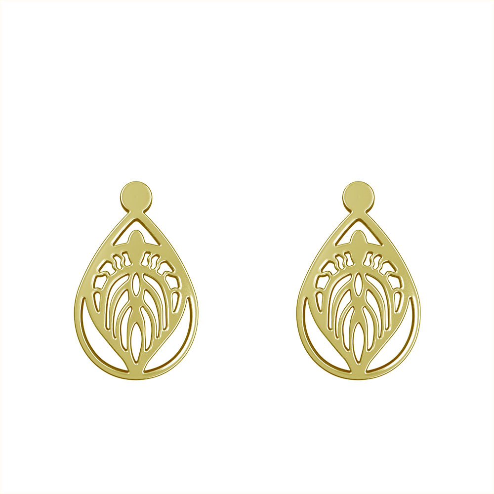 گوشواره طلا 18 عیار زنانه مدوپد مدل هندسی کد GA1-11343