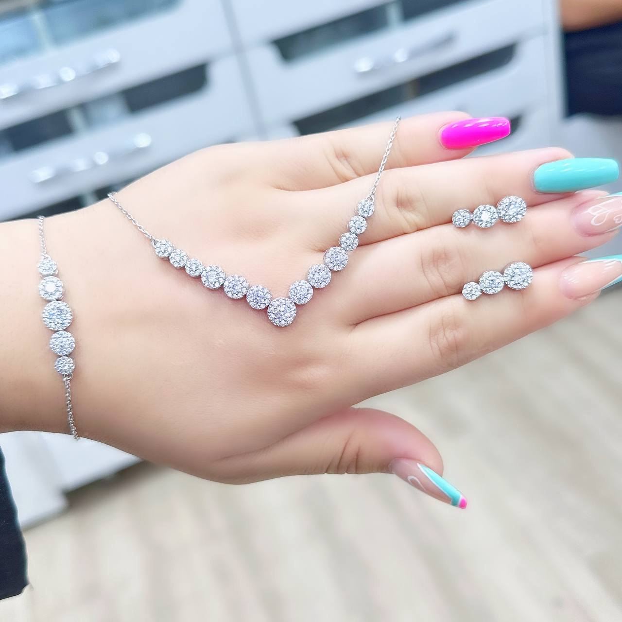 نیم ست نقره زنانه مدل فلاور 114