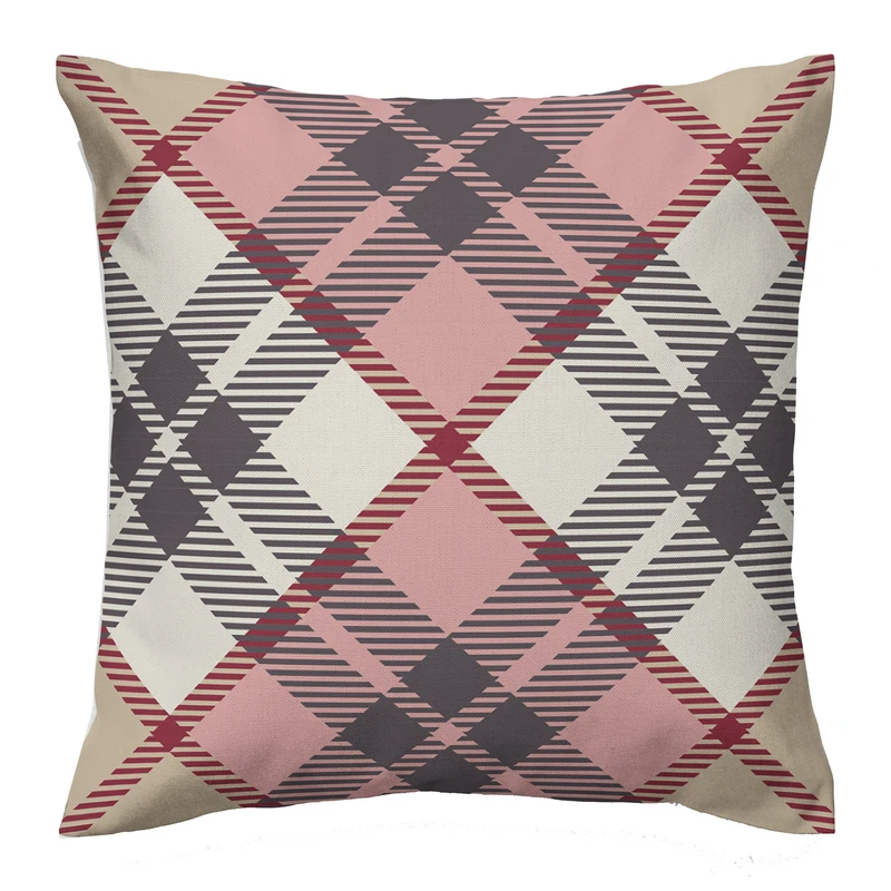 کاور کوسن مدل چهار خانه دورو طرح دار کد 1078