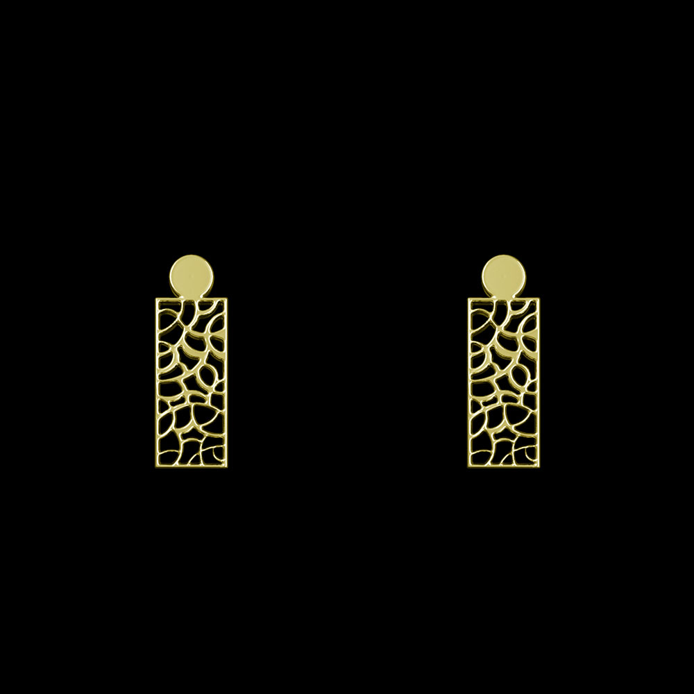 گوشواره طلا 18 عیار زنانه مدوپد مدل مستطیل کد GA1-10477