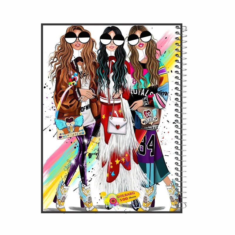 دفتر مشق 100 برگ گلبرگ طرح خواهرانه کد 100737 