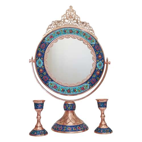 آینه و شمعدان مسی کد MK0201