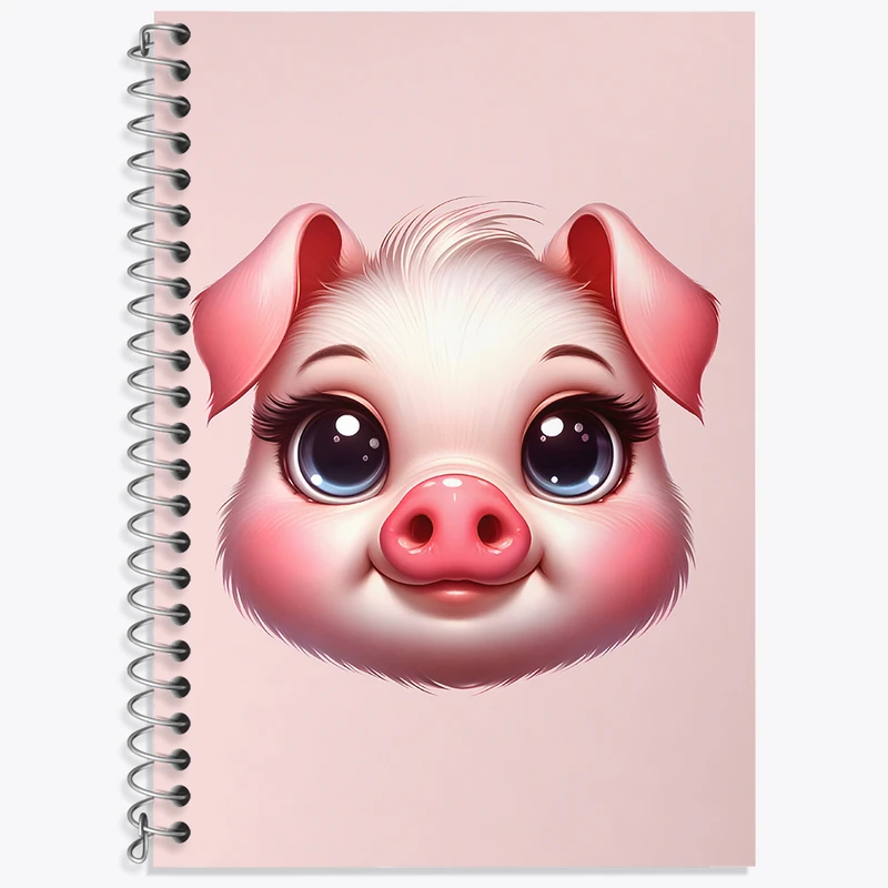 دفتر زبان 50 برگ خندالو مدل دو خط طرح خوک کیوت کد N5935