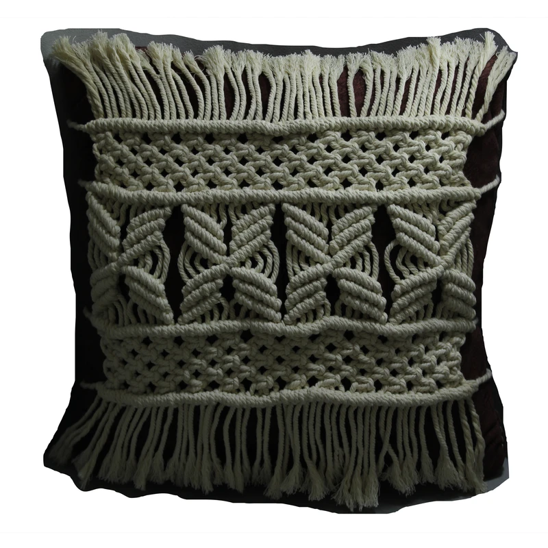 کاور کوسن مدل مکرومه بافی سایز 30* 35 سانتی متر