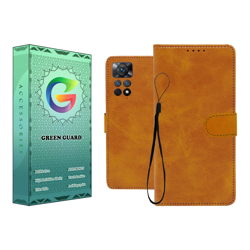 کیف کلاسوری گرین گارد طرح چرمی مدل Landing مناسب برای گوشی موبایل شیائومی Redmi Note 11 Pro 4G به همراه بند آویز