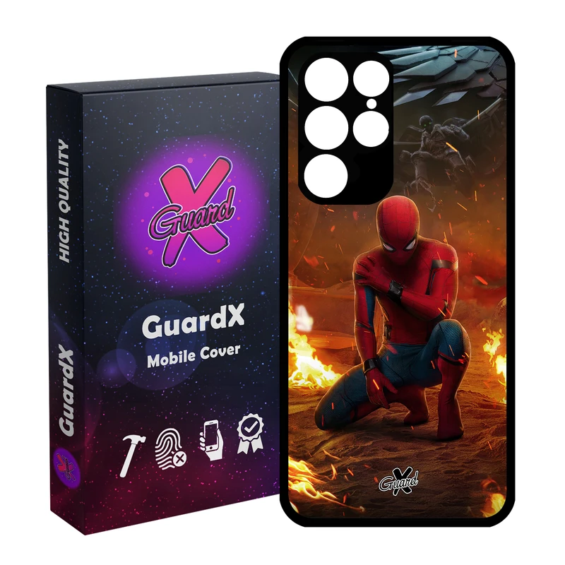 کاور گارد ایکس طرح Spider Man مدل Glass10098 مناسب برای گوشی موبایل سامسونگ Galaxy S22 Ultra