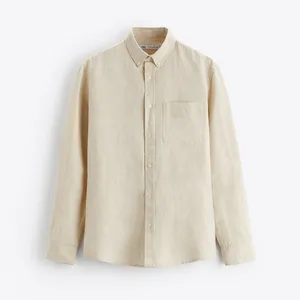پیراهن آستین بلند مردانه زارا مدل Light beige-1063/307