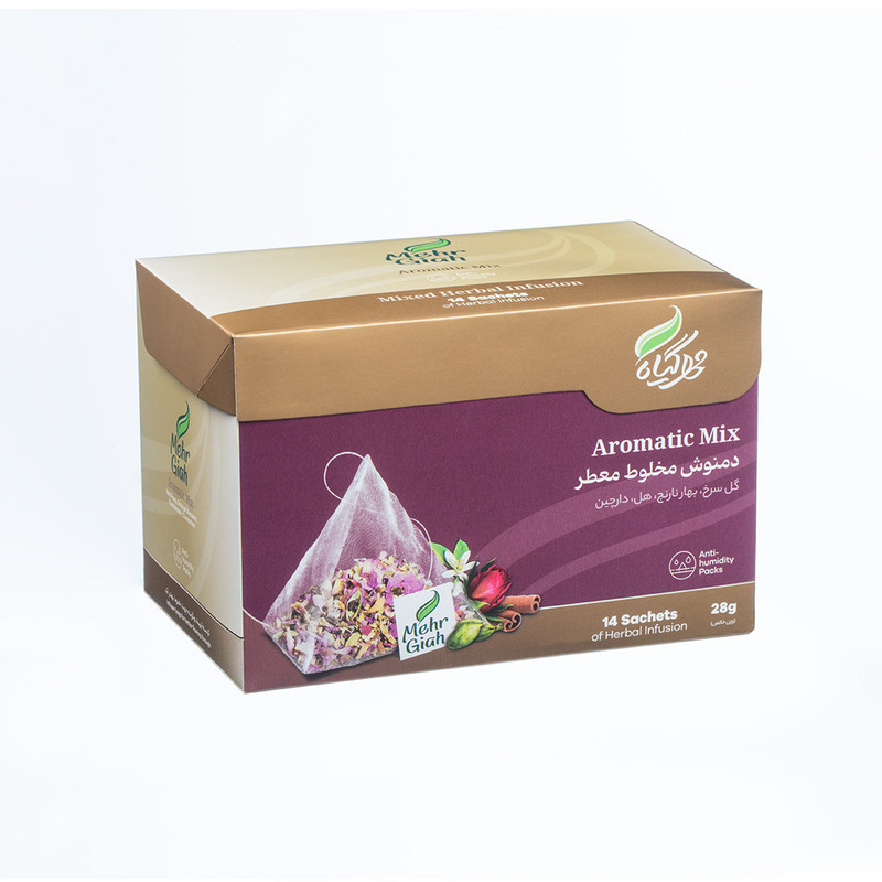 دمنوش گیاهی معطر حاوی بهارنارنج مهرگیاه بسته 14 عددی