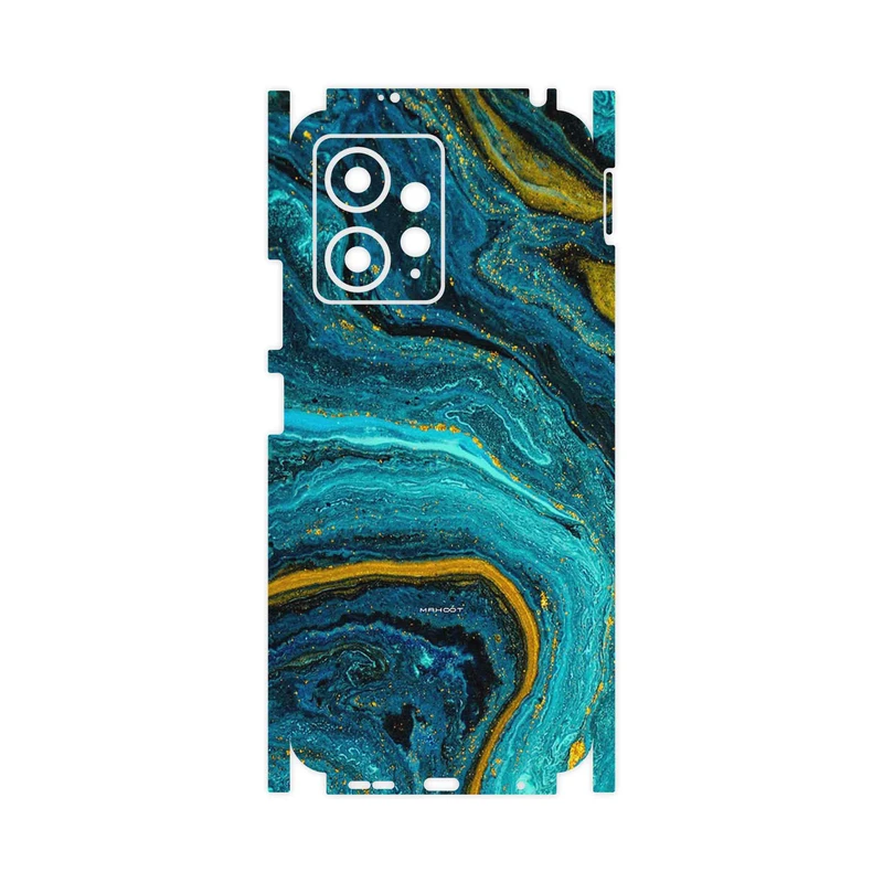برچسب پوششی ماهوت مدل Turquoise marblewith golden streaks-FullSkin مناسب برای گوشی موبایل شیائومی Redmi Note 12 4G