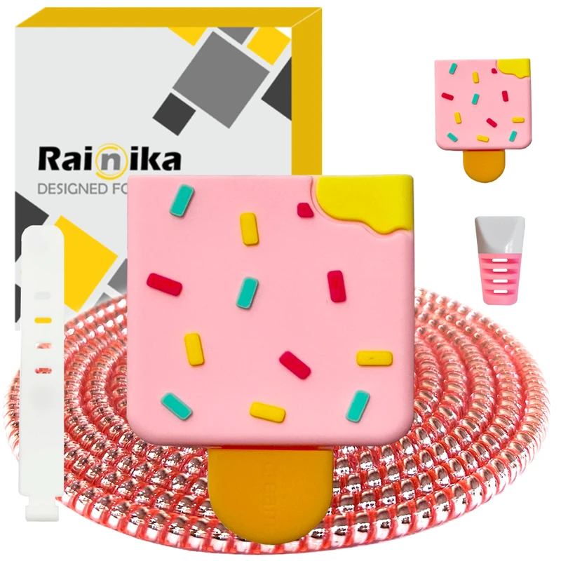 محافظ کابل شارژر دیواری رینیکا مدل Ice Cream B/A مناسب برای شارژر اپل 20 وات b/a مجموعه 5 عددی