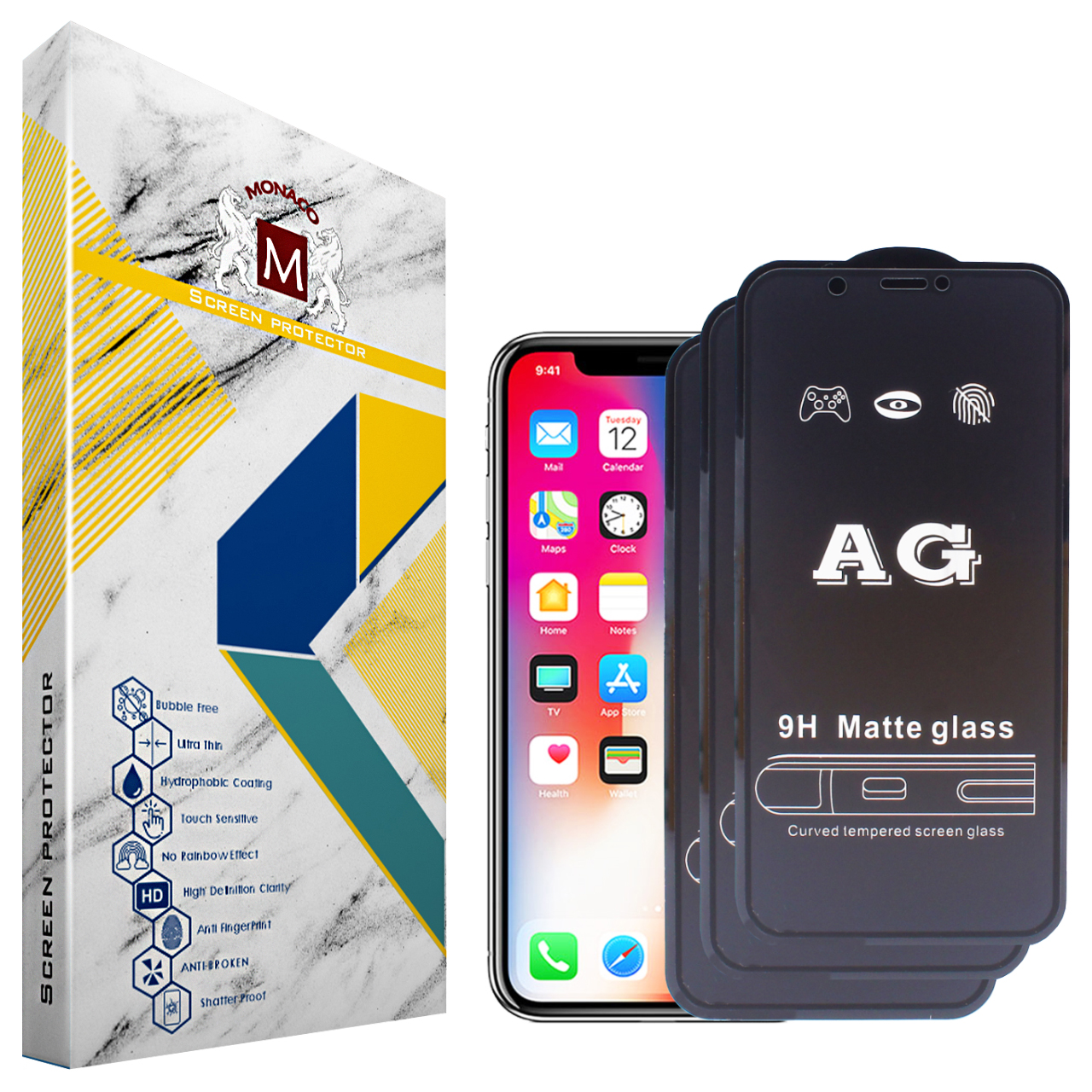 محافظ صفحه نمایش مات موناکو کد TM007 مناسب برای گوشی موبایل اپل iPhone X بسته سه عددی