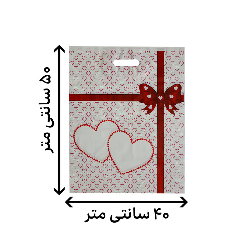 کیسه خرید مدل دسته دار ضخیم کادوئی دو قلب بسته پنج عددی