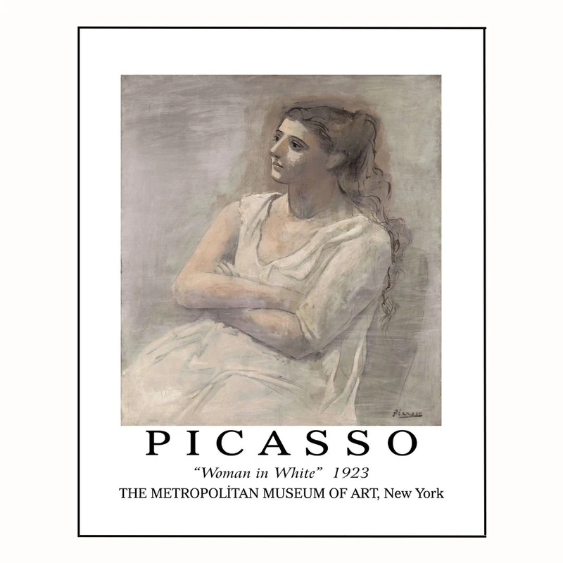 پوستر مدل آثار هنری پیکاسو-زن در لباس سفید  
