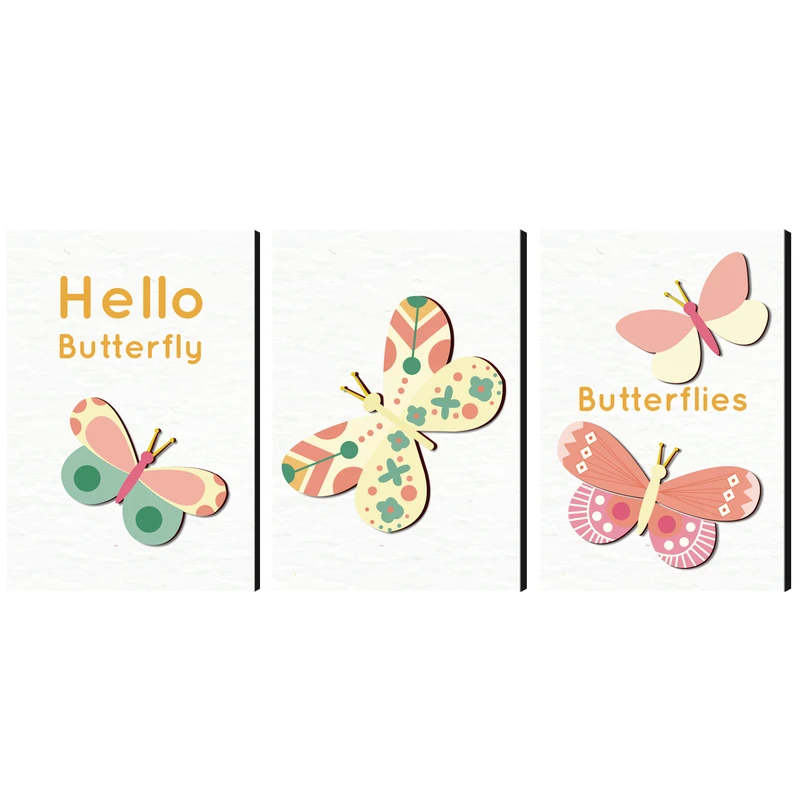 تابلو برجسته کودک باروچین مدل Butterfies مجموعه 3 عددی 