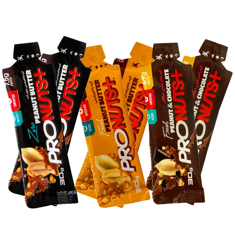   کره بادام زمینی میکس تک نفره پروناتسپلاس بسته 6 عددی