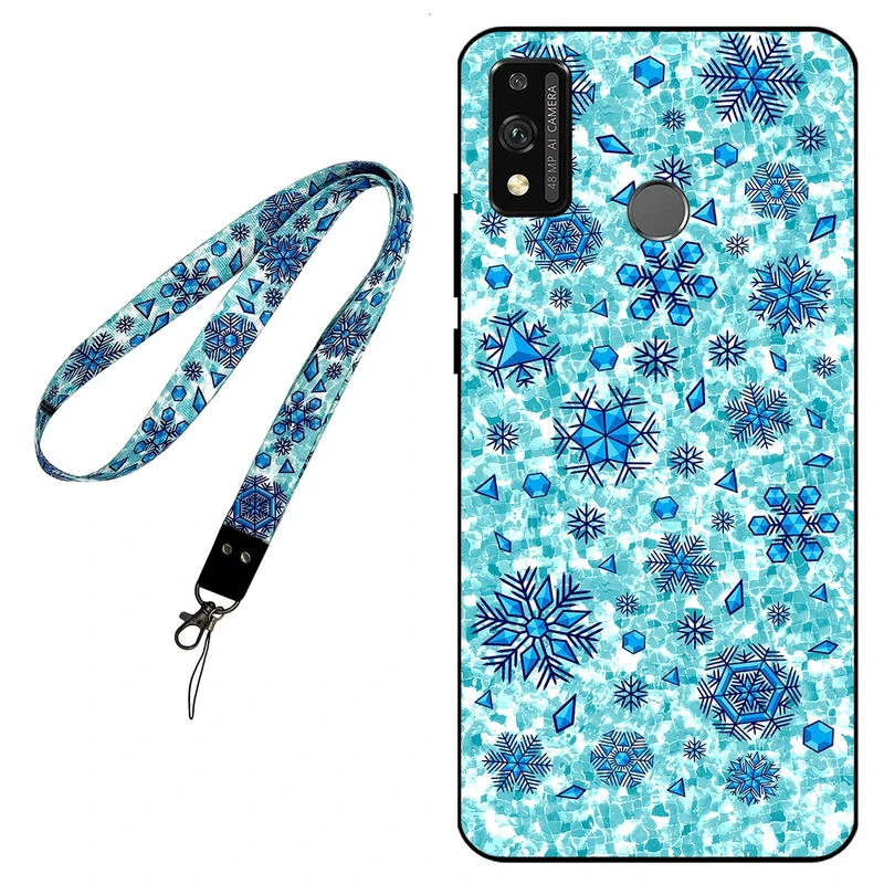 کاور مگافون طرح برف مدل 0014 مناسب برای گوشی موبایل آنر 9X Lite به همراه بند گردنی
