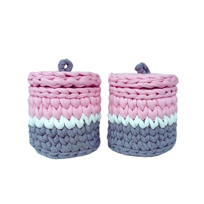 سبد بافتنی مدل تریکو طرح سیسمونی کودک کد 1 مجموعه 2 عددی