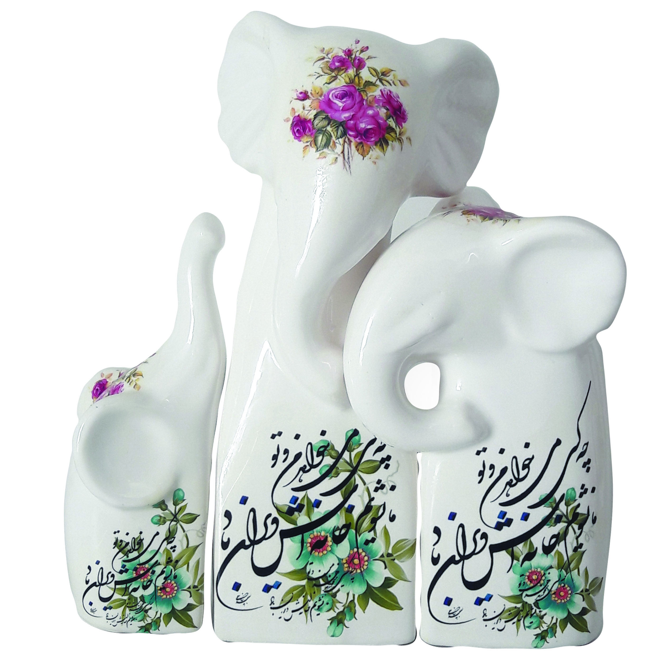 مجسمه سرامیکی طرح فیل مجموعه 3 عددی