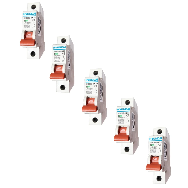 فیوز مینیاتوری تک فاز 10 آمپر هیوندای کد C10 بسته 5 عددی 