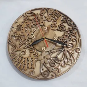 ساعت دیواری معرق کاری مدل ساعت دیواری معرق مشبک طرح گل و پروانه