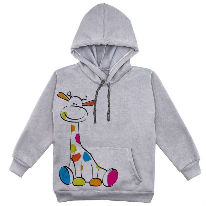 هودی پسرانه مدل  زرافه F213 رنگ طوسی