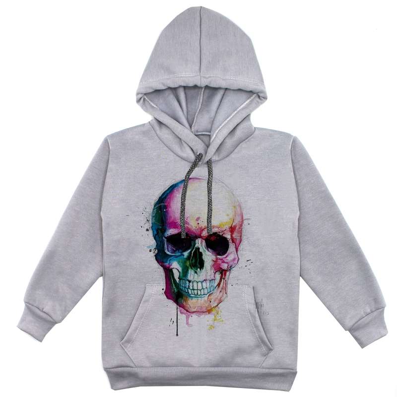 هودی پسرانه مدل اسکلت F87  رنگ طوسی