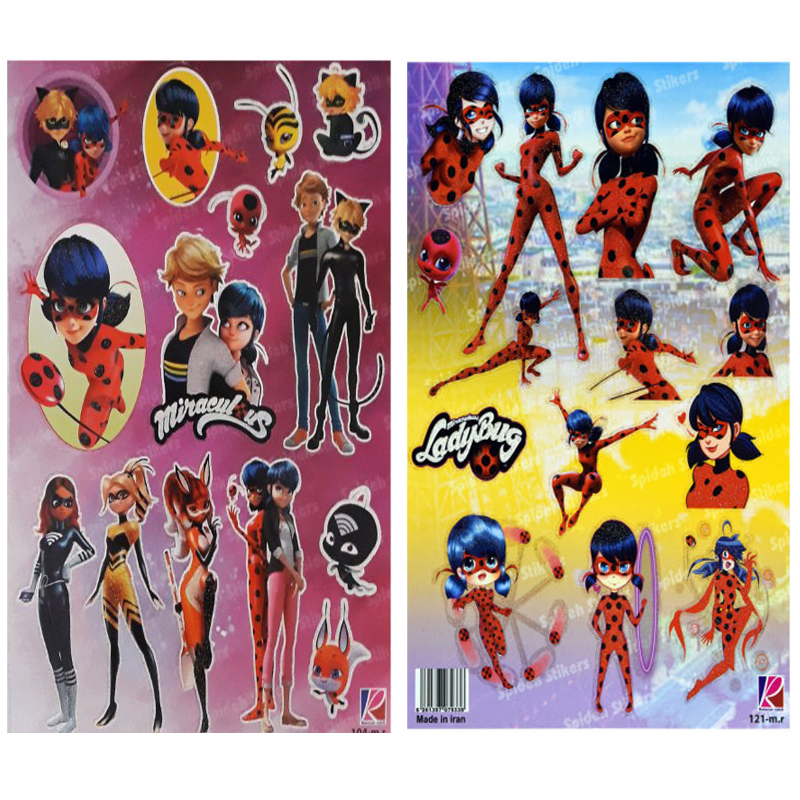 استیکر کودک طرح دختر کفشدوزکی کد CT23121 مجموعه 2 عددی 