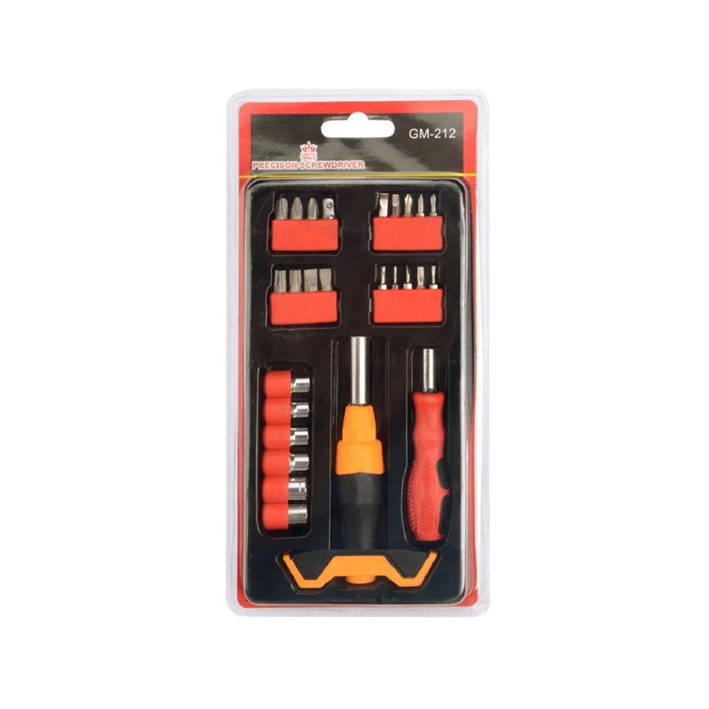 مجموعه 26 عددی آچار بکس و سری پیچ گوشتی مدل GM-212 مجموعه 26 عددی آچار بکس و سری پیچ گوشتی مدل GM-212