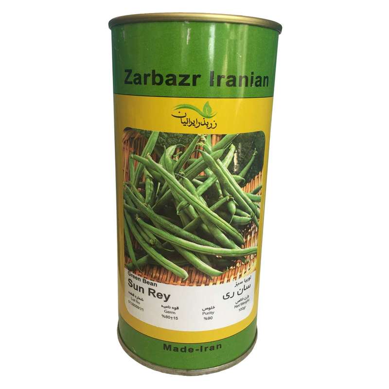 بذر لوبیا سبز سان ری زر بذر ایرانیان قوطی 100 گرمی مدل GH100g-32 بذر لوبیا سبز سان ری زر بذر ایرانیان قوطی 100 گرمی مدل GH100g-32