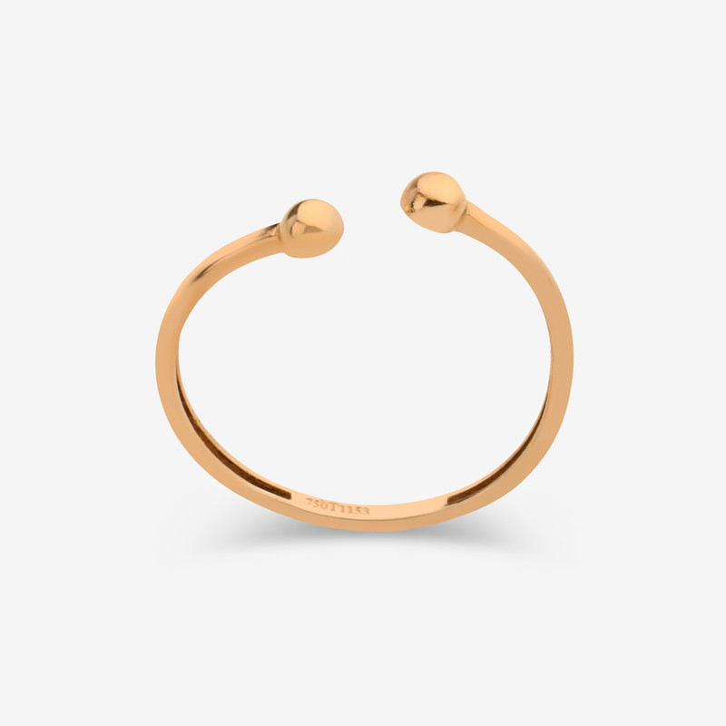 انگشتر طلا 18 عیار زنانه حافا گلد مدل دوسر گوی سایز 56