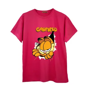 تی شرت آستین کوتاه زنانه مدل گارفیلد رنگ سرخابی