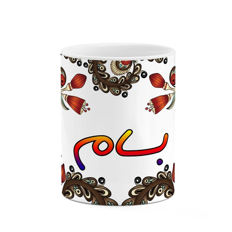 ماگ کاکتی مدل اسم بسام طرح سنتی گل و بته کد mgh44167