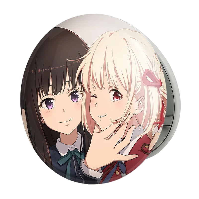 آینه جیبی خندالو طرح چیساتو و تاکینا انیمه لیکوریس ریکویل Lycoris Recoil مدل تاشو کد 23045 