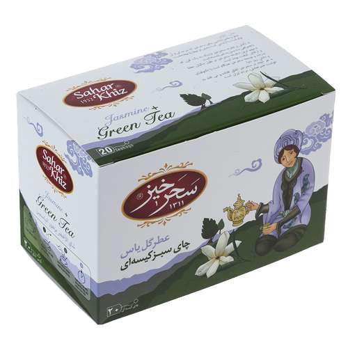 چای سبز کیسه‌ای گل یاس سحرخیز بسته 20 عددی