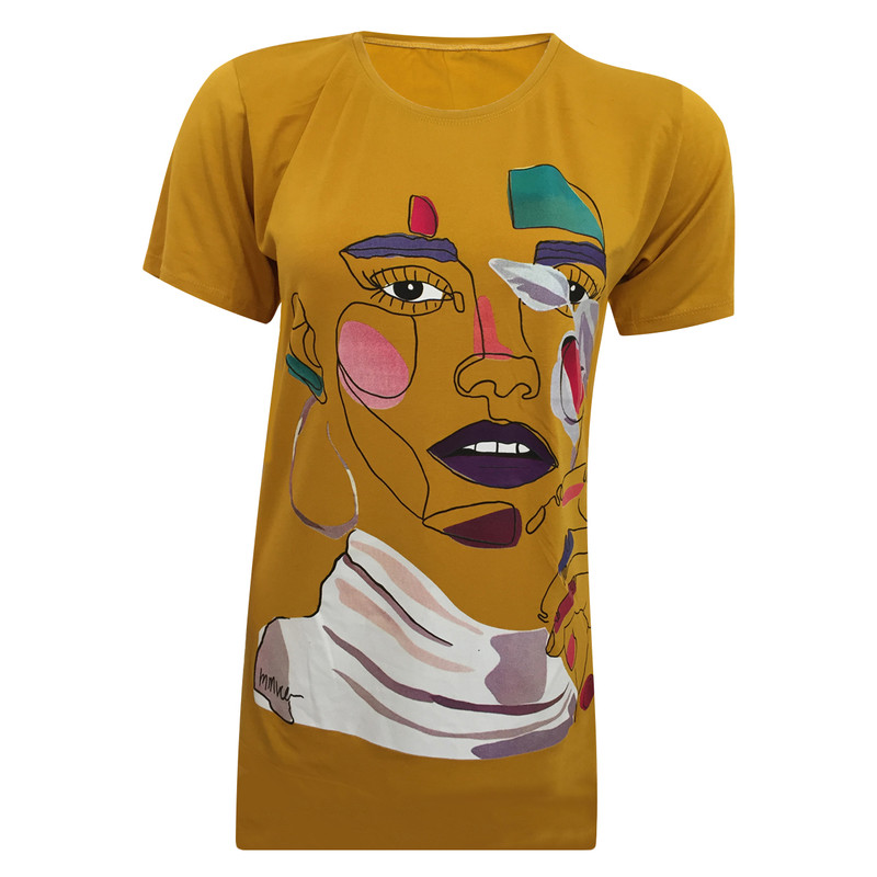 تی شرت آستین کوتاه زنانه مدل نخی ویسکوز چاپی چهره برتر کد tm-2322 