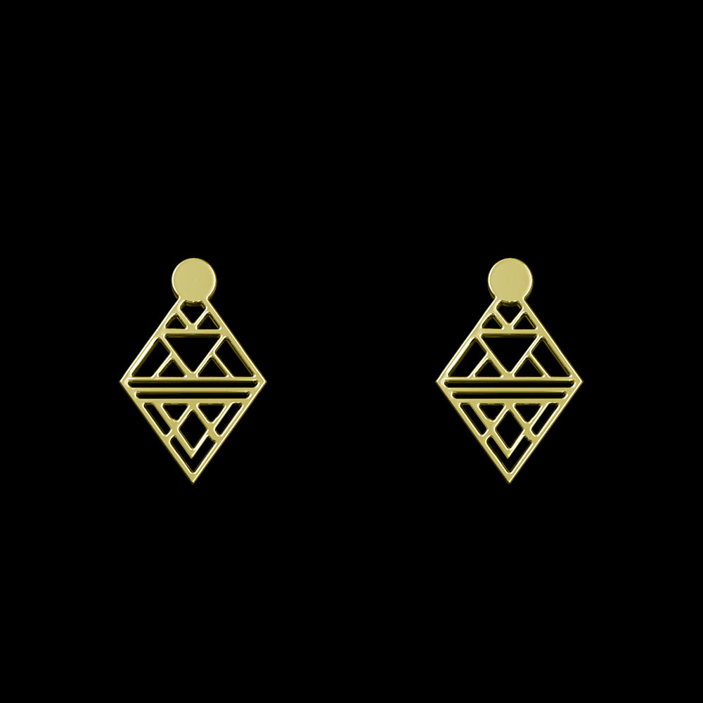 گوشواره طلا 18 عیار زنانه مدوپد مدل هندسی کد GA1-10232