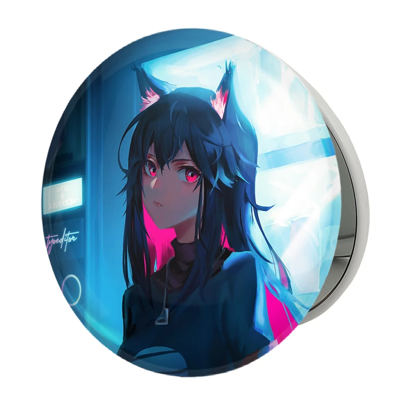 آینه جیبی خندالو طرح دختر انیمه ای مدل تاشو کد 18018 