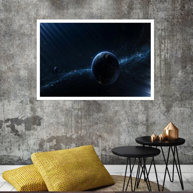 تابلو بکلیت طرح کهکشان و سیاره مدل قاب شاسی W-s8232