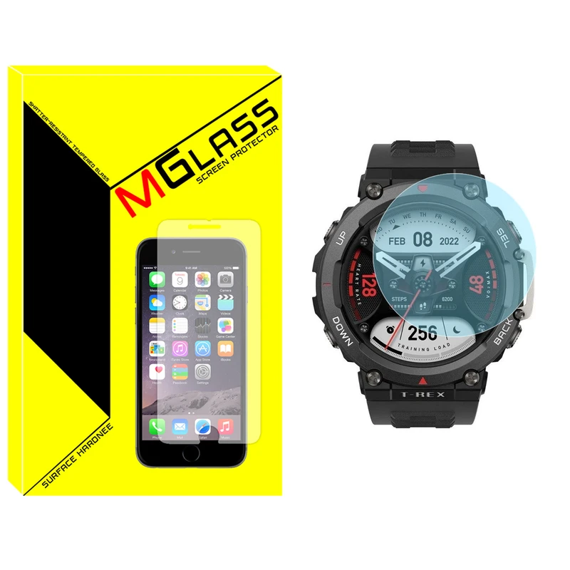 محافظ صفحه نمایش شیشه‌ای ام‌گلس مدل Glass-MG مناسب برای ساعت هوشمند امیزفیت T-Rex 2